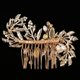 thumbnail image 5 of Peine del pelo Soledad Cristales de Oro perlas hojas Tocado nupcial de la boda, 5 of 10