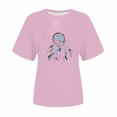 thumbnail image 4 of Blouses pour Femmes, Mode Décontractée Imprimée Col Rond Manches Courtes T-shirt Haut Col Rond Manches Courtes, 4 of 4