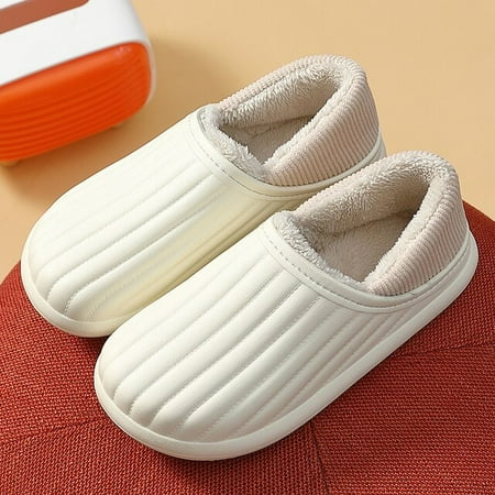 

Winter Women Men Thick Platform Waterproof Non-Slip Flat Slippers Warm Indoor Fur Cotton Men Couples Girls Ladies Cartoon Shoes