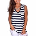 thumbnail image 2 of Camiseta de verano con cuello en V informal sin mangas a rayas para mujer, negro, blanco, XXL Inevent AP002567-05, 2 of 5