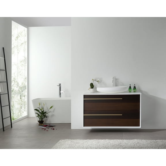 Goreme 42" Smoke Oak Gray Wall Mount Bathroom Vanity
