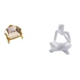 thumbnail image 1 of Modelo De Sofá De Madera En Miniatura Y Estatua De Pensador Abstracto, Decoración Para Casa De Muñecas, Mesa, Sala De Estar, Estantería De Oficina, Estantería, Artesanía, Muebles De, 1 of 8