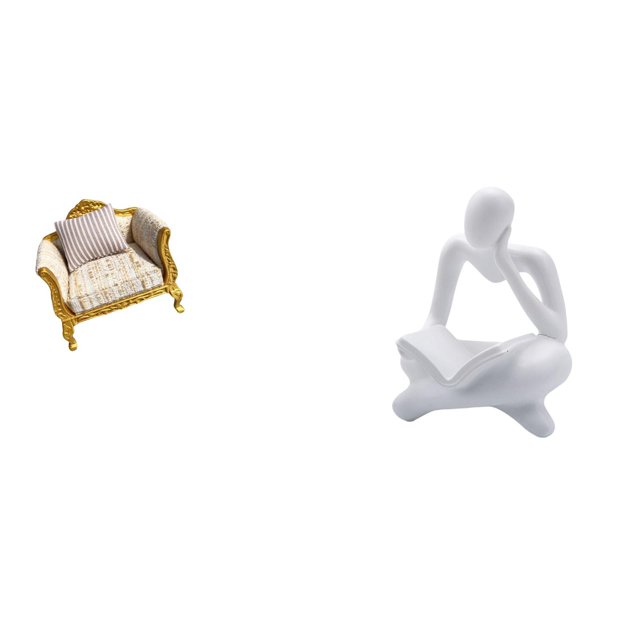 Modelo De Sofá De Madera En Miniatura Y Estatua De Pensador Abstracto, Decoración Para Casa De Muñecas, Mesa, Sala De Estar, Estantería De Oficina, Estantería, Artesanía, Muebles De