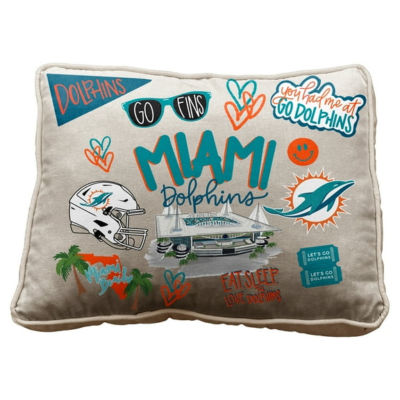 Pegasus Miami Dolphins 19" Loco Fan Canvas D-cor Pillow