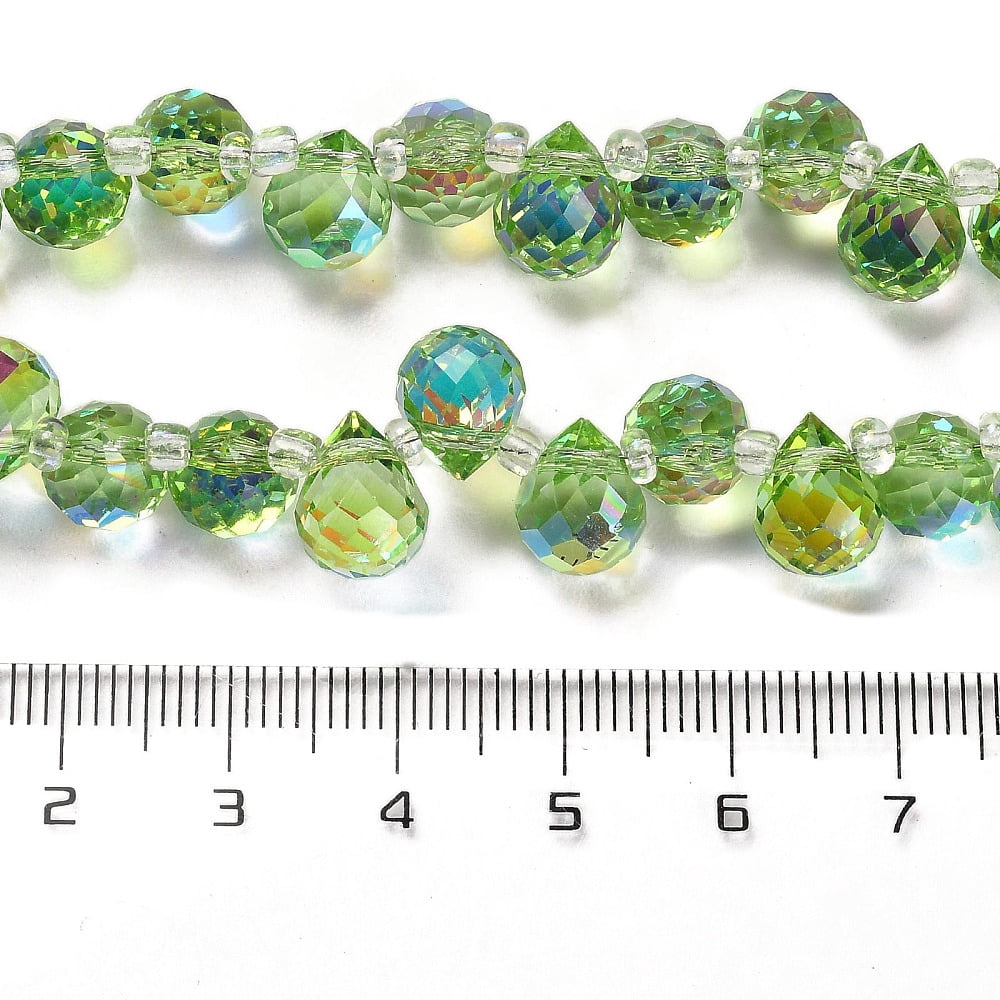 Electroplate Glass Beads Strands Teardrop Pale Green 10~11x8mm Hole: 1mm about 93pcs/strand 62cm