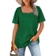 thumbnail image 5 of Qarigey Camiseta de algodón para mujer, Top plisado de manga corta con cuello cuadrado, ropa de verano a la moda para senderismo y vacaciones, Type3 NO3, 5 of 6