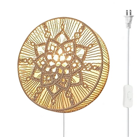 Kiven Wall Lamp with Plug in Cord, Bohemia Style Wall Sconces with ON/OFF Switch Indoor,Plug in Wall Sconce for Bedroom, Dark Corner, Bathroom, Wall Decor,1-Light