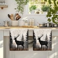 thumbnail image 4 of Forest Elk Kitchen Towels Set of 2, Rustic Nature Tree Retro Deer Silhouette Soft Microfiber Dish Towels, Absorbent Quick-Dry Washable Dishcloths for Kitchen Cleaning, Drying Dishes, 18x28 Inches, 4 of 9