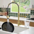 thumbnail image 3 of Grifo de cocina de color dorado cepillado con pulverizador abatible, 3 of 7