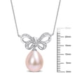 thumbnail image 2 of Everly Women's 9.5-10mm Pink Freshwater Cultured Pearl and Diamond Accent 10kt White Gold Bow Drop Pendant, 2 of 5