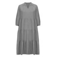 thumbnail image 4 of Robes pour Femmes Été 2024, Robe Décontractée à Manches Courtes, Col en V, Mi-Mollet, 50 % de Réduction!, 4 of 6