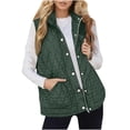 thumbnail image 3 of Women's Winter Fleece Jacket Vests Sleeveless Zip Up Stand Collar Long Warm Coat Outerwear with Drawstring and Pockets Thermal Thickened Cold Weather | CSEONE,Green L, 3 of 8