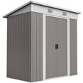 thumbnail image 1 of Outsunny 6' x 4' Metal Outdoor Storage Shed w/ Sliding Doors Light Grey, 1 of 10