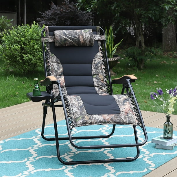 MF Studio XL Oversized Padded Zero Gravity Chair Folding Lounge Recliners With Cup Holder