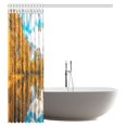 thumbnail image 3 of ABPHQTO Lake House Decor Decor Juego de cortinas de ducha Paisaje de lago y cielo Nube Autunm Trees Belleza natural Tela Baño Cortina de ducha 150x180 cm, 3 of 3