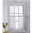 thumbnail image 2 of CHF Botanical Embroidery Tier Curtain Pair, Indoor Light Filtering, Rod Pocket, Polyester, Gray, 56"W x 36"L, Adult, 2 of 3