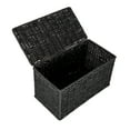 thumbnail image 5 of Household Essentials Small Handwoven Paper Rope Wicker Basket with Lid, Black, 5 of 10
