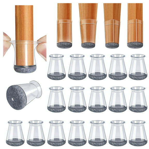32 pcs Round Chair Leg Floor Protectors,Silicone Chair Leg Covers Caps Sliders for Hardwood tile Floors, Felt Furniture Pads (Extra Small fit: 0.5" - 0.89")