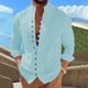 thumbnail image 1 of pstuiky camisas de manga larga para hombre, Camisa informal de moda para hombre, con cuello en V y mangas cortas, transpirable y con botones. Tops de talla grande para hombre xl, 1 of 6