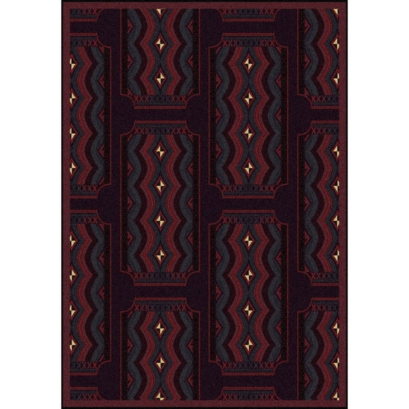 Joy Carpets Any Day Matinee Deco Ticket 7'8" x 10'9" Area Rug in Color Burgundy