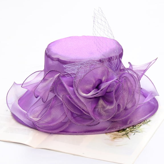 FUNUONY Kentucky Hats Derby for Women 2025 Elegant Tea Party Hats Organza Victorian Church Wedding Fascinator Hat Elegant Organza Fascinator Sun Hat for Church, Tea Party, Weddings Hats Spring Summer