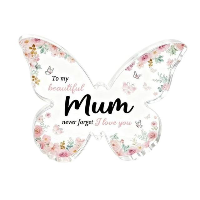 Placa acrílica de mariposa, adorno para el Día de la Madre, lápida conmemorativa, letrero para felicitación, estante, cumpleaños, recuerdo de escritor