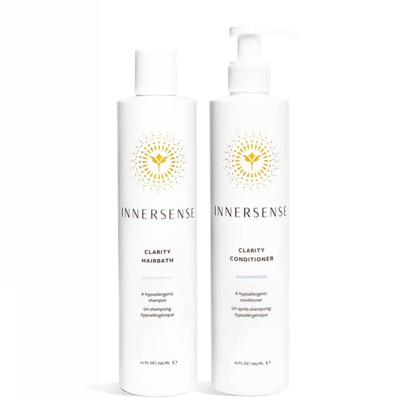 Innersense Organic Beauty - Dúo de baño para el cabello con claridad natural clara + calma hipoalergénica + acondicionador | Cuidado del cabello no tóxico y libre de crueldad animal (10 fl oz | 295 ml
