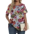 thumbnail image 4 of Fantaslook Plus Size Womens Tunic Tops Short Sleeve Casual Floral Shirts Swing Flare Dressy Blouses, 4 of 9