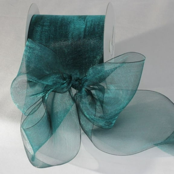 The Ribbon People Green and White Shimmering Crystal Organdy Ribbon 3" x 55 Yards