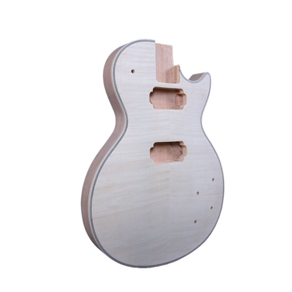 Siemonic Electric Guitar Body Replacement LP Style Mahogany Flame Maple 5 Line bindin