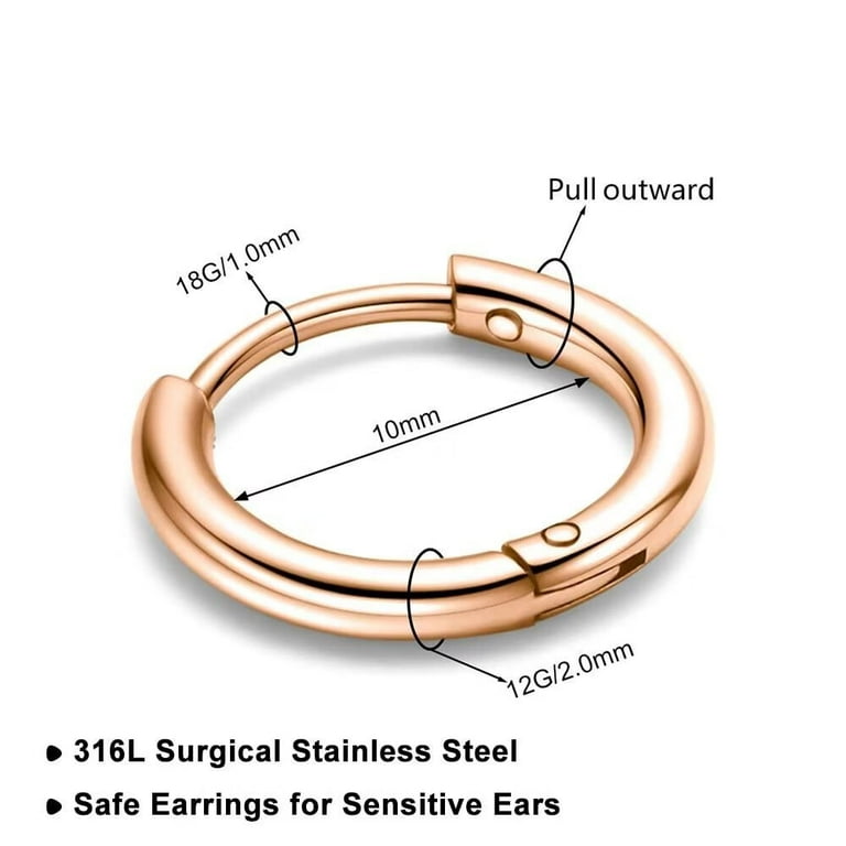 AUNOOL 316L Surgical Steel Hoop Earrings Set for Women