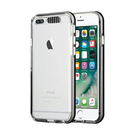 iPhone 7 Plus iPhone 8 Plus Case, Mignova LED Incoming Call Flash Message Blink Hybrid Cover Pc Hard Transparent Back + Luminous Soft Protective Bumper Case for iPhone 7 Plus iPhone 8 Plus (Black)