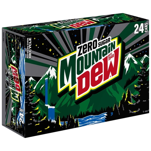 Mountain Dew Zero Sugar Soda Pop, 12 fl oz, 24 Pack Cans
