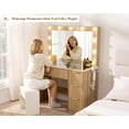 thumbnail image 4 of Papajet 36.2" Fluted Vanity Desk with Large Mirror and Adjustable LED Lights, 4 Drawers Makeup Table with Glass Top and Charging Station, Oak, 4 of 9
