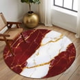 thumbnail image 2 of Red Marble 7FT Round Area Rugs for Living Room Gold Foil Modern Abstract Minimalist Art Ultra-Thin Non-Slip Round Rugs Machine Washable Low Pile Circle Carpet for Bedroom Kitchen Nursery, 2 of 9