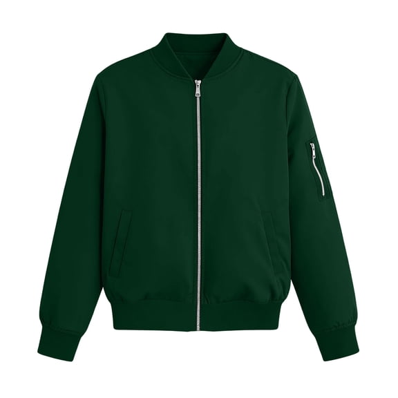 Jackets for Women Fashion Zippered Long Sleeve Jacket with Cuff Zip and Pocket