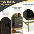 thumbnail image 4 of Superjoe 2-Tier Modern Nightstand w/1 Drawer, Charcoal Walnut Wood Side Table w/Adjustable Feet Metal Leg, End Table Cabinet for Bedroom, Living Room, Home Office, 4 of 7