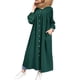thumbnail image 4 of Vestido camisero Mujer Manga larga Bolsillo con botones Vestido de color sólido, Verde, L tholdsy AP001453-19B, 4 of 7