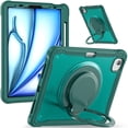 thumbnail image 2 of XYX For iPad Air 11 inch Case (2025 M3/2024 M2), 360 Rotating Hand Grip, Shoulder Strap, Heavy Duty Drop Protection, Green, 2 of 7