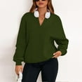 thumbnail image 5 of qolati Womens Casual V Neck Sweatshirt Oversized Fleece Long Sleeve Shirts Lightweight Loose Drop Shoulder Solid Pullover Tops XXL, 5 of 6