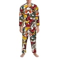 thumbnail image 3 of Pofeuu Retro Floral Butterfly Print Men's Long Sleeve Pajama Set Pijamas Para Hombres Pijamas Para Hombres Mens Pajamas Set-Large, 3 of 7