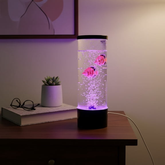 1 PCS Bubble Fish Lamp Aquarium Fish Tank Light Mood Light Cool Gift Color Changing 3 Floating Fake Fish Aesthetic Home Office End Table Decor Gaming Room Auto Colo
