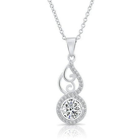 Tilo Jewelry Sterling Silver Infinity CZ Cubic Zirconia Pendant Necklace | 18 Inch | Women & Unisex