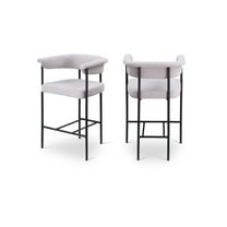 Meridian Furniture Malin Grey Linen Textured Fabric Counter Stool (Set of 2)
