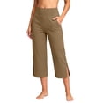 thumbnail image 2 of Sahpxhe Capri Yoga Pants for Women High Elastic Waist Straight Wide Leg Cropped Pants with Pockets Casual Loose Workout Gym Pants Khaki L, 2 of 8