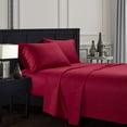 thumbnail image 1 of YYAO Full Size Luxurious Striped Sheet Set for Home Hotel, 4 Piece, Wine Red, 1 of 1