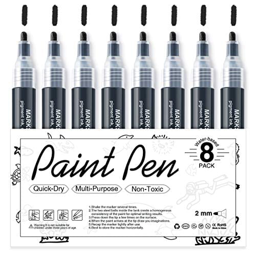 JR.WHITE Water Based Marker Pens Set Acrylic Paint Marker Pens for Christmas Crafts Ornaments Painting DIY Art & Crafts Painting Supplies Wood Rocks 28 Acrylic Paint Marker Pens Fabric 