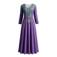 thumbnail image 4 of XIAONU Women's Tribal Embroidery Print Maxi Dress V Neck Long Sleeve Loose Casual Gown, 4 of 4