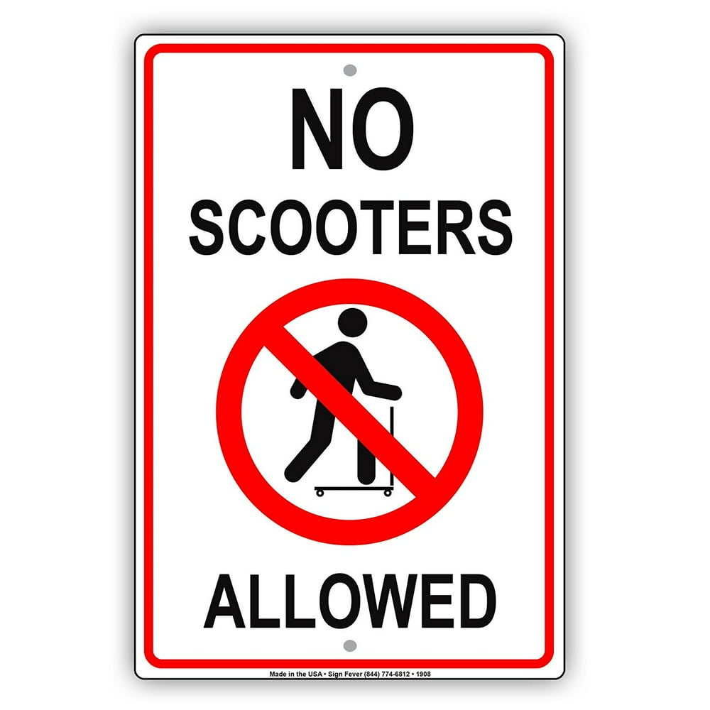 No Scooters Allowed With Graphic Restriction Alert Caution Warning