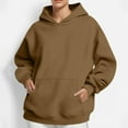 thumbnail image 2 of Ecqkame Womens Hoodies Sweatshirts Solid Color Pullover Long Sleeve Hoodies Winter Fall Outfits Comfortable Fashion Sweatshirts Brown XL, 2 of 6